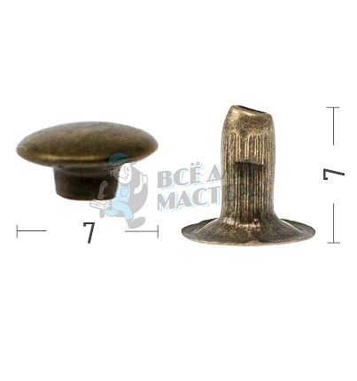 Хольнитены №33. 7х7мм, односторонний, сталь, цв. антик