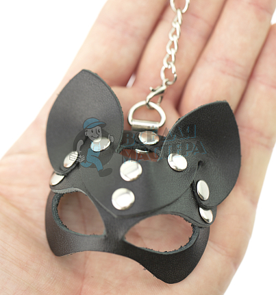 Брелок Кошечка прокрашенный на цепочке с кольцом, цв.черный
