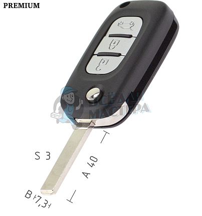 Корпус выкидного ключа  RENAULT VA6 3 кнопки/вертикальный КНР