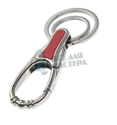 Карабин с двумя кольцами для ключей красный