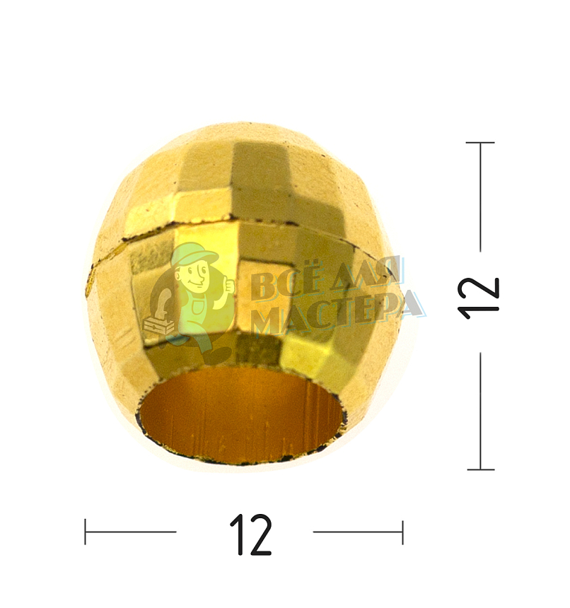 Наконечник для шнура, шнур (4,0мм), колокольчик-шар (L2), цв.золото