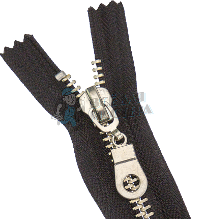 Молния металлическая тип 8 16см н/р, цв. черный 322, зв никель