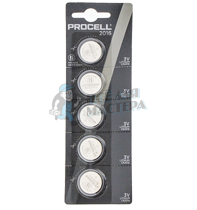 Батарейка Duracell Procell CR2016 BL5 Lithium 3V (5/200)