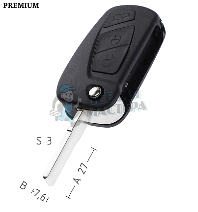 Корпус выкидного ключа FI-16 SIP22 GB18 3 кнопки  FIAT КНР