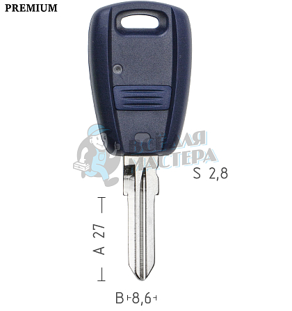 Корпус ключа FI-13 GT15 GB14R 1 кнопка КНР  FIAT - Чертеж