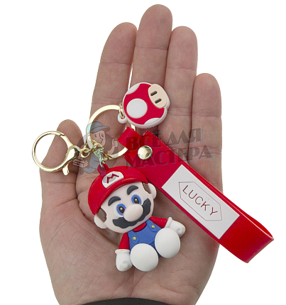 Брелок для ключей "Марио" + карабин (красный)