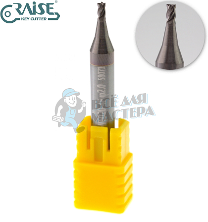 Вертик.фреза RAISE EW6020-4F ф2,0мм CARBIDE (ф2,0Х6Х40Х4F)								 - Чертеж