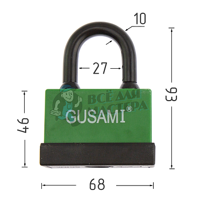 Навесной замок GUSAMI 68мм (зеленый)