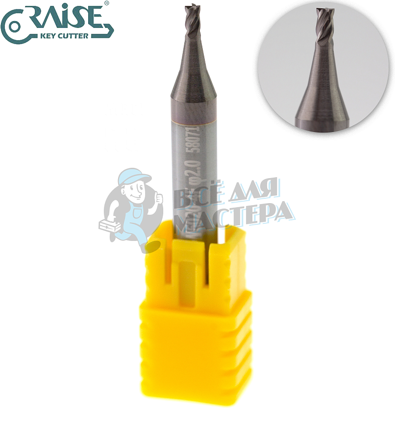 Вертик.фреза RAISE EW6020-4F ф2,0мм CARBIDE (ф2,0Х6Х40Х4F)								