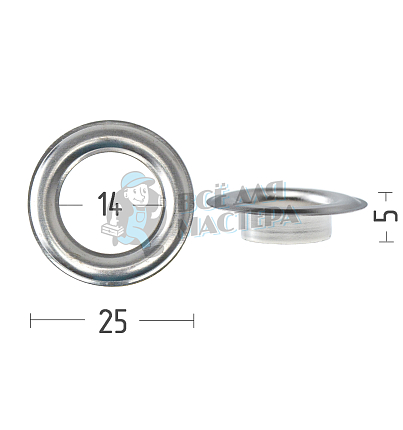 Люверсы №27, 14мм, сталь, цв. никель.