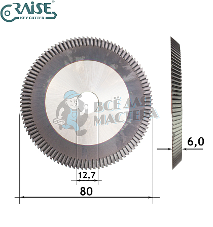 Фреза Raise HJ-0017 угловая HSSCo (Ф80X6XФ12.7X40°) - Чертеж