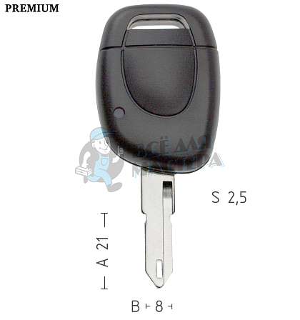 Корпус ключа NE38 NE73 NE79P49 1 кнопка с батареей PEUGEOT  КНР - Чертеж