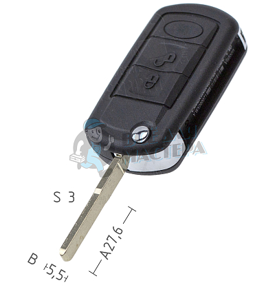 Корпус выкидного ключа FO-24 HU101 HF65 3 кнопки LAND ROVER КНР//