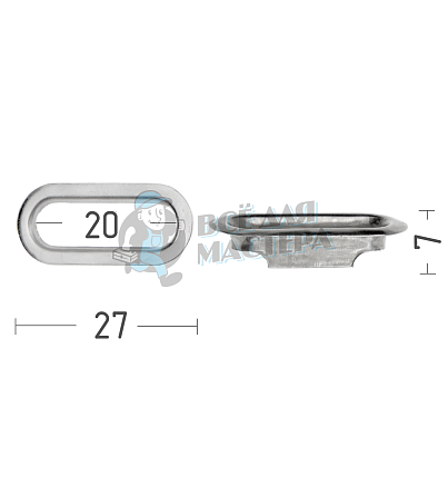 Люверсы овал, 20мм, сталь цв. никель