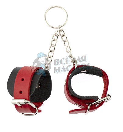 Брелок Наручники, цв.черно-красный