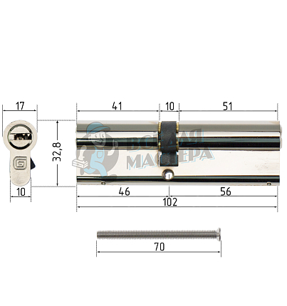 Цилиндровый механизм Гардиан GB 102(46/56) Ni 5кл.