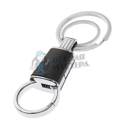 Карабин с двумя кольцами для ключей чёрный