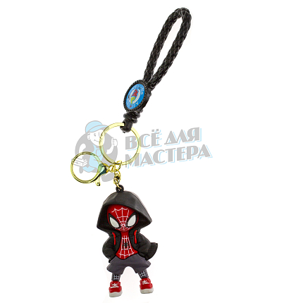 Брелок для ключей "Человек-Паук" цв.чёрный+ карабин