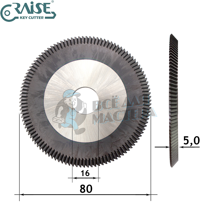 Фреза Raise HJ-P01 угловая HSSCo (Ф80x5xФ16x84°)