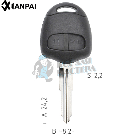Корпус ключа MIT8D MIT11R MIT8R 2 кнопки КНР  MITSUBISHI - Чертеж
