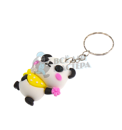 Брелок для ключей "Панда с желтым воротничком"