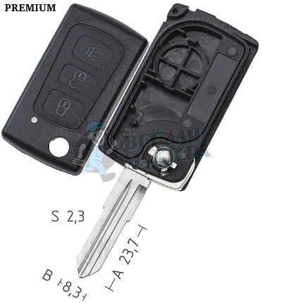 Корпус выкидного ключа GM15 3 кнопки КНР  GREAT WALL