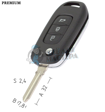 Корпус выкидного ключа  RENAULT VAC102 3 кнопки/англ./белая крышка КНР