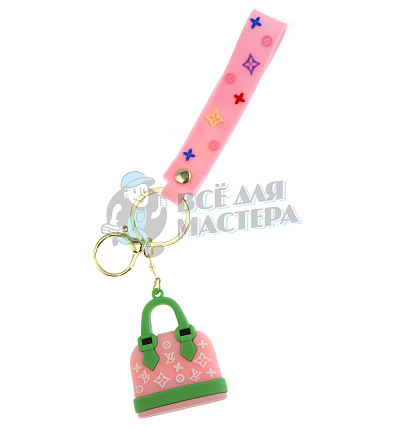 Брелок для ключей сумка "Луи Витон" + карабин и ремешок, цв.розовый