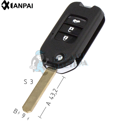 Корпус выкидного ключа HOND-31 HON66 HD58 3 кнопки  HONDA КНР
