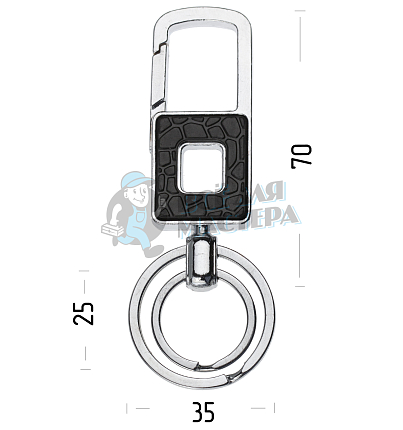 Карабин с двумя кольцами для ключей чёрный
