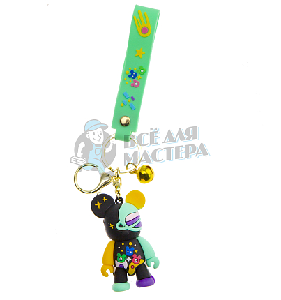 Брелок для ключей "Мишка Космос" с колокольчиком + карабин