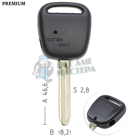 Корпус ключа TOYO-15.P TOY43 TY37R 1 кнопка сбоку КНР  TOYOTA - Чертеж