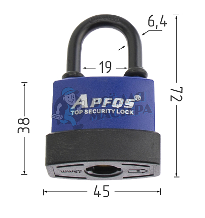 Навесной замок APFQS 45мм