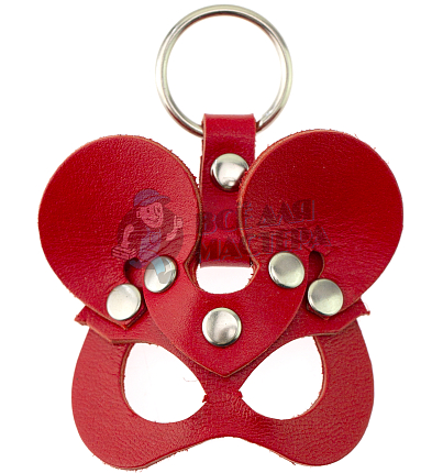 Брелок кожаный Мышка, цв.красный