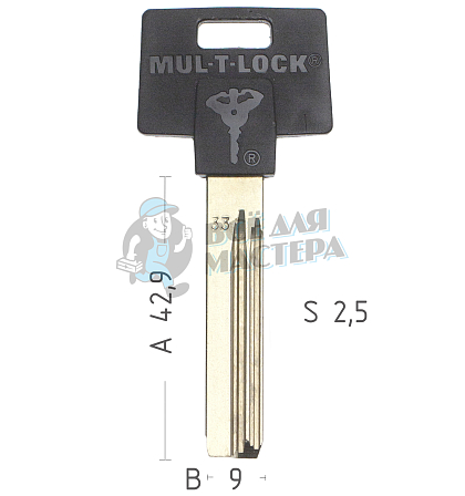 Mul-T-Lock: Профиль 033 Original - Чертеж