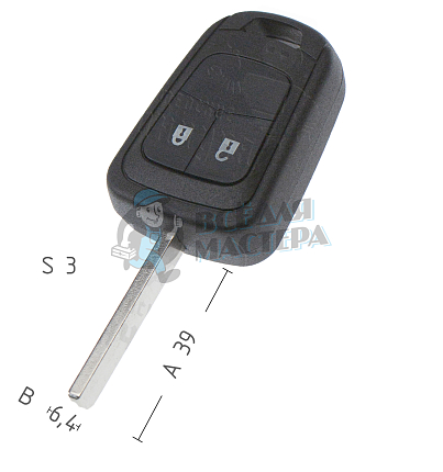 Корпус ключа OP-11P HU100 HF66P 2 кнопки КНР  OPEL