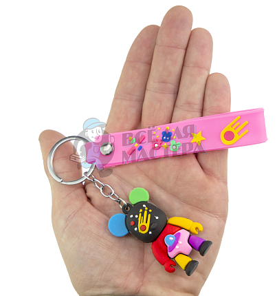 Брелок для ключей "Мишка Бербик" + ремешок, цв.розовый