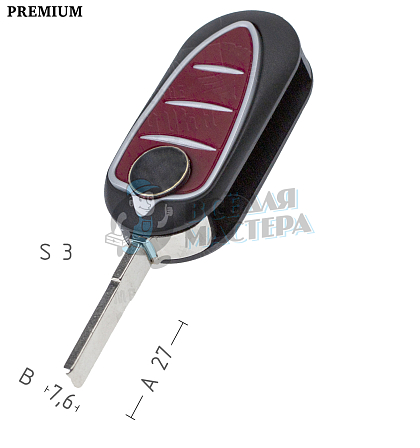 Корпус выкидного ключа FI-16 SIP22 GB18 3 кнопки КНР ///  ALFA ROMEO - Чертеж