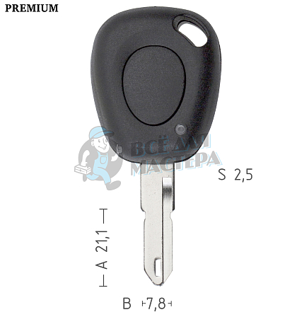 Корпус ключа NE38 NE73 NE79P49 1 кнопка  PEUGEOT  КНР - Чертеж