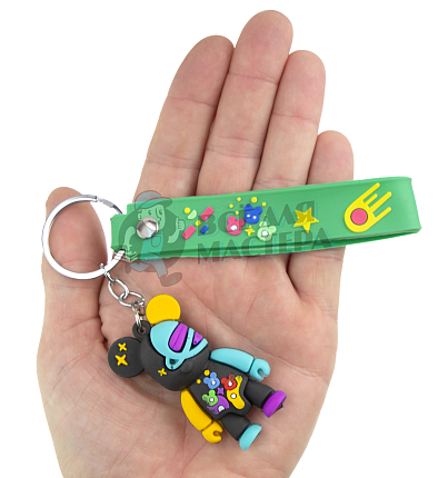 Брелок для ключей "Мишка Бербик" + ремешок, цв.бирюзовый