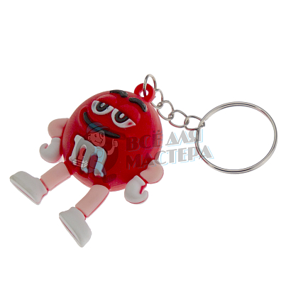 Брелок для ключей "M&M" цв.красный с кольцом