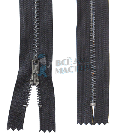 Молния МЕТАЛЛ джинсовая Т-4 14см н/р цв.черный 322, зв. оксид - Чертеж