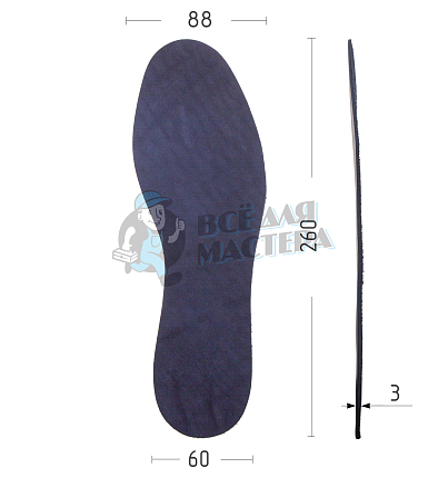 Стельки из натуральной кожи, р-р 39-40, цв.синий