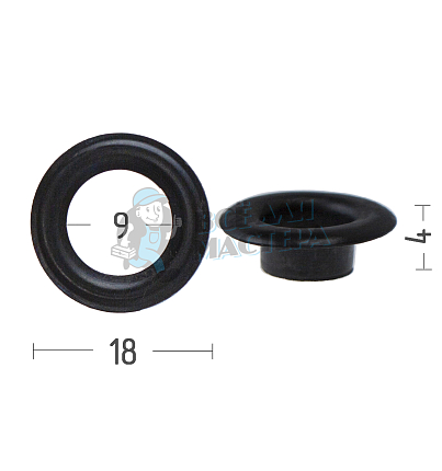 Люверсы №24, 9мм, сталь, цв. оксид.