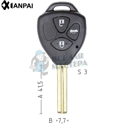 Корпус ключа  TOYO-30.P1 TOY48 TY47P 3 кнопки 2 TOYOTA // КНР