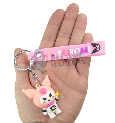 Брелок для ключей "Кошечка Куроми" цв.коралловый + ремешок