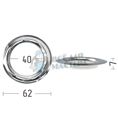 Люверсы №66, 40мм, сталь, цв. никель