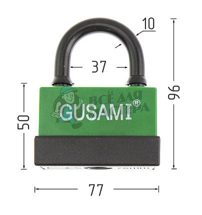 Навесной замок GUSAMI 77мм (зеленый)