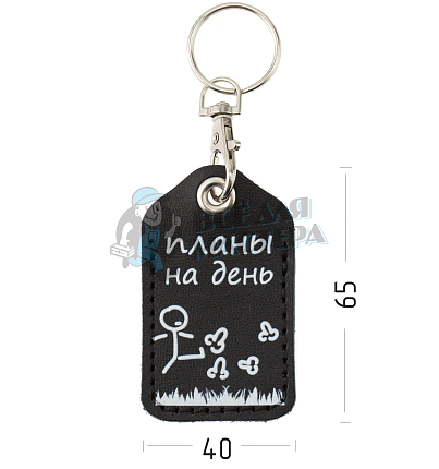 Чехол брелок «Планы на день» с карабином, цв.черный 