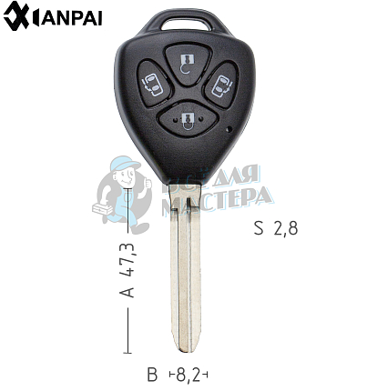 Корпус ключа TOYO-15.P TOY43 TY37R 4 кнопки КНР  TOYOTA